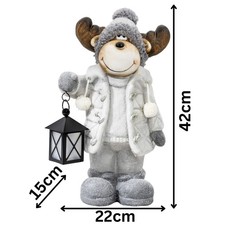 Elch 40cm Weihnachtsdeko Figuren mit Laterne Weihnachtsfiguren Dekofigur 