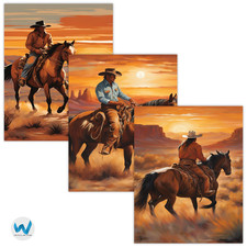 Western Cowboy Poster - Wild West Desert Art 3er Set - 12X16/16X20/18X24/24X36