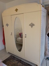 Kleiderschrank Shabby Wäscheschrank Weiss Spiegelschrank Antik Dielenschrank