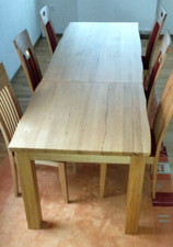 Esszimmertisch mit 6 Stühlen Massivholz, Kernbuche, ausziehbar 90x180-280cm