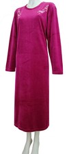 Damen Frottee Hauskleid Nachthemd Gr. 36/38 Fuchsia Rot 80% Baumwolle Langarm