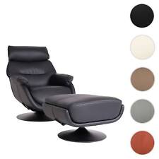 Relaxsessel + Hocker HWC-K99, Sessel, Wippfunktion drehbar, Echtleder/Kunstleder