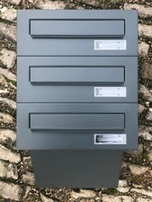 3x Einbaubriefkästen Anthrazitgrau 3-fach 3 Parteien Mauerdurchwurf RAL 7016