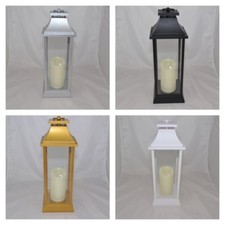 ELAMBIA Outdoor Laterne + flammenlose Kerze Echtflammen-Optik Farbwahl 50cm TOP