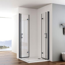 IMPTS Schwarz Duschkabine Eckeinstieg 180° Falttür Duschabtrennung Faltdusche 