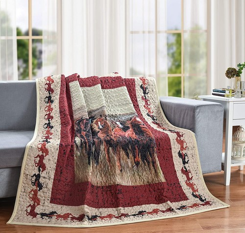 Running wild horses quilt - horses,