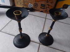 Kerzenständer Leuchterkerze schwarz Messing METALL 80er VINTAGE Stylisch 2 Stück