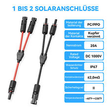 1 Paar Y Solarstecker Verteiler Buchse 2 Fach Solarpanel Adapter Solarkabel DE