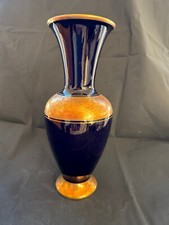 Vase Lindner Kueps Bavaria, Echt Kobalt, Handarbeit, Ätzgold, Höhe 23 cm