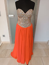 Damen Kled Festkleid Maxikleid Abendkleid Hochzeit Gr 38 TERANI Couture Lachs