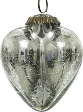 Kaemingk Craquele Herz silber  Christbaumschmuck