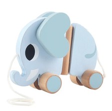 Holz Nachzieh-Elefant Montessori Ziehtier Babyspielzeug ab 1 Jahr Unisex