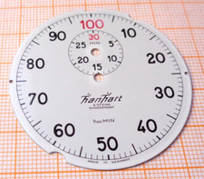 Älteres neuwertiges Zifferblatt für 1/100 Min Stoppuhr Hanhart . D = 48,2mm 11