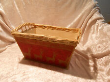 Deko-Holzkorb mit Weidenrand "Rentiere", Serviettentechnik - UNIKAT