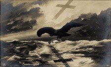 Künstler Ak Seemannsgrab, Stürmische See, Adler mit EK, NPG 451 - 11378931