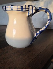 Krug Handbemalt ,1L Weiß Blau