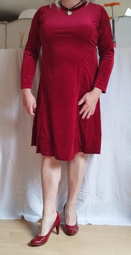 Samtkleid weinrot 46 48 - samtkleid, gr.44/46/48