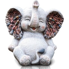 Gartendeko Elefant aus Harz wetterfest für außen 22 cm hoch