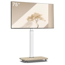 TV Bodenständer Holzregal rollbar bis 75 Zoll Höhenverstellbar schwenkbar