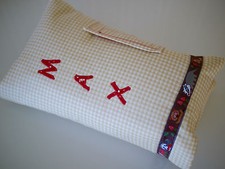 personalisierte WINDELTASCHE, Name MAX, Wickeltasche Waldtiere, kariert