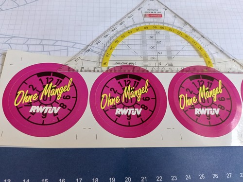 Aufkleber tüv ohne - rw, mängel