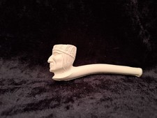 Weiße Tonpfeife (n) Pfeifen Vintage 70er Jahre Motiv Indianerkopf unberaucht 9cm