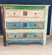 Kommode bunt vintagestyle (Holz - beige, grün, blau)