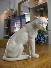 Keramik Statue Jaguar Raubkatze Figur Deko Skulptur Leopard Gepard Edel Luxus