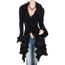 Damen Strickpullover Rüschen