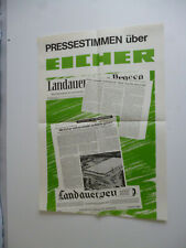 EICHER TRAKTOREN  Pressestimmen  Landau  Original Plakat 1980er Jahre