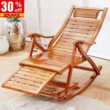 XXL Schaukelliege Schaukelstuhl Holz Relaxliege Liegestuhl klappbar mit Massage