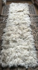 Fellläufer Pelz, Lammfell weiß Patchwork 160 x 60 cm