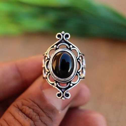 925 sterling schwarz onyx ring - 925,
