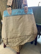 Handtasche George Gina Lucy Shopper Gebraucht Orient Leder Nieten Beige Türkis