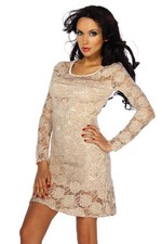 12410 Damen Kleid XS M Beige