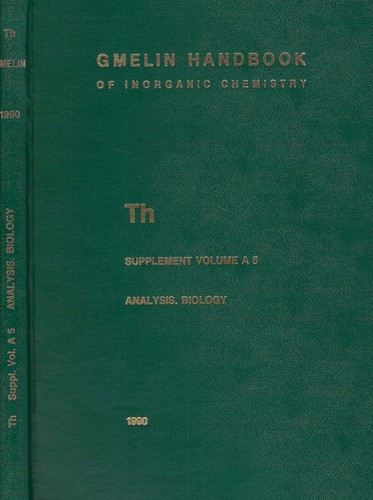 Thorium supplement volume a - -,