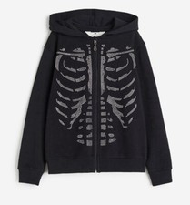 Jungen Hoodiejacke mit Skelett für Halloween Größe 158/164
