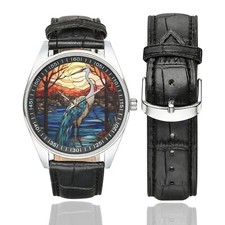 Buntglas Kranich Uhr mit