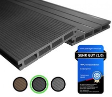 WPC Terrassendielen Komplettbausatz Hohlkammerdiele mit Zubehör Anthrazit 8 m²