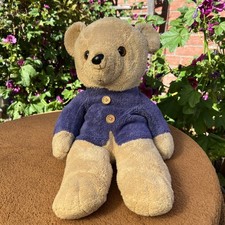 Bär Teddybär Kuscheltier beige blau ca. 40 cm gebraucht Plüsch Stofftier SELTEN