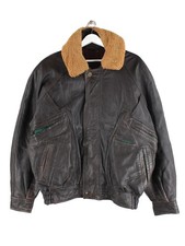 Vintage 90s Piloten Leder Jacke Braun XL Herren