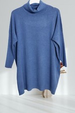 Pullover Tunika Überwurf 46 48 50 52 54 mit Kaschmir und Seide blau
