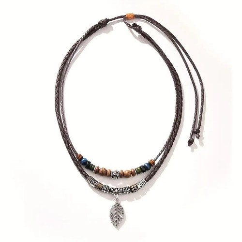 Boho blatt halskette leder - boho,