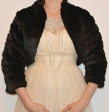 ABEND JACKE BOLERO IN PELZ OPTIK IN SCHWARZ GR: 34-42