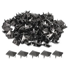 100 Stück Pyramiden Nieten für Kleidung, 10mm 4 Zacken Quadratnieten, Schwarze