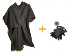 Damen-Poncho, Fleece, multifunktional, weich, bequem, warm + Handschuhe EG