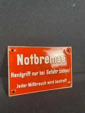 Emailschild Notbremse 14 x 9,5 cm um 1915 - Bus - Strassenbahn - Zuckerguss - Z0