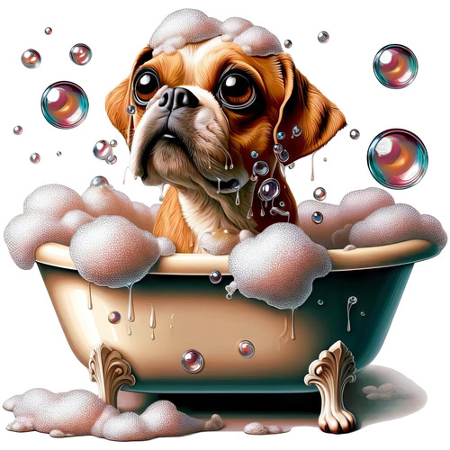 Niedlicher hund bad vinyl - hund, in