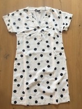 M&S Leinen Kleid Punkte weiss schwarz Sommerkleid Tunika Gr 38