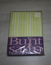 Bettwäsche, 140x200 cm, 4teilig, Baumwolle, grün-gestreift, neu